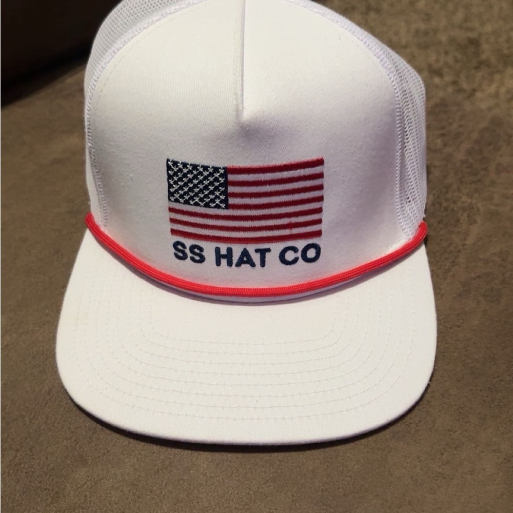 White and Red Men's Cap